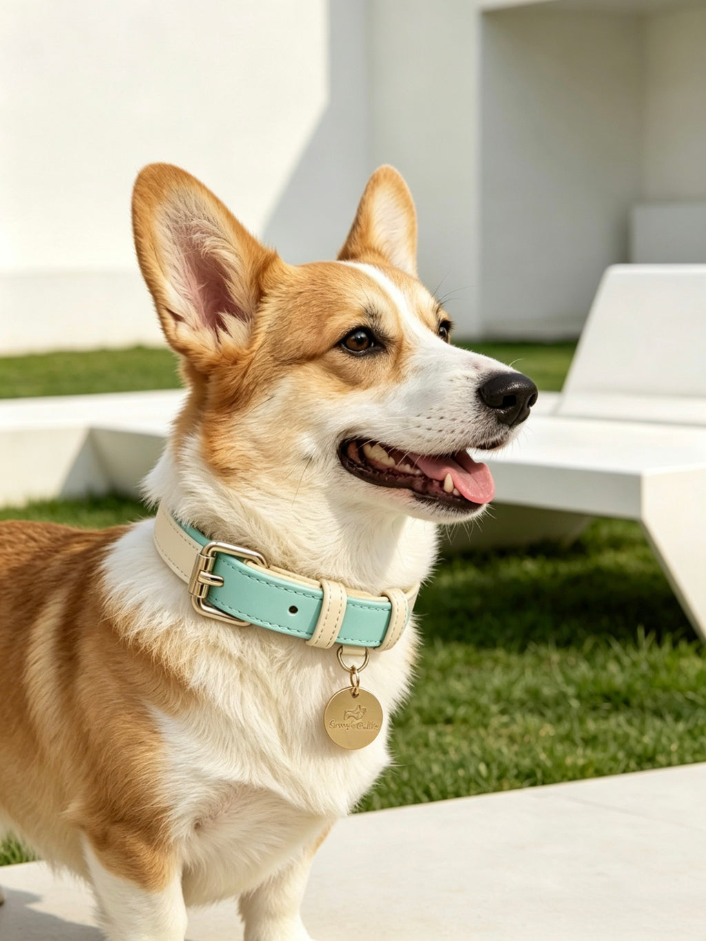Collare Bicolore in Pelle Pastel (Verde)