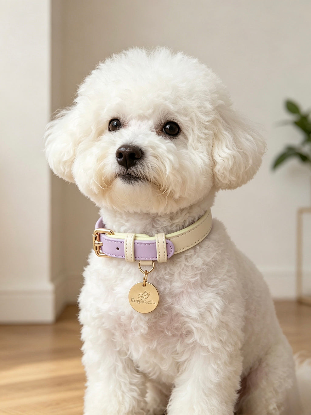 Two-Tone Pastel Leather Collar (Lilac)