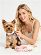 Collare Bicolore in Pelle Pastel (Rosa)