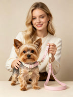 Collare Bicolore in Pelle Pastel (Rosa)