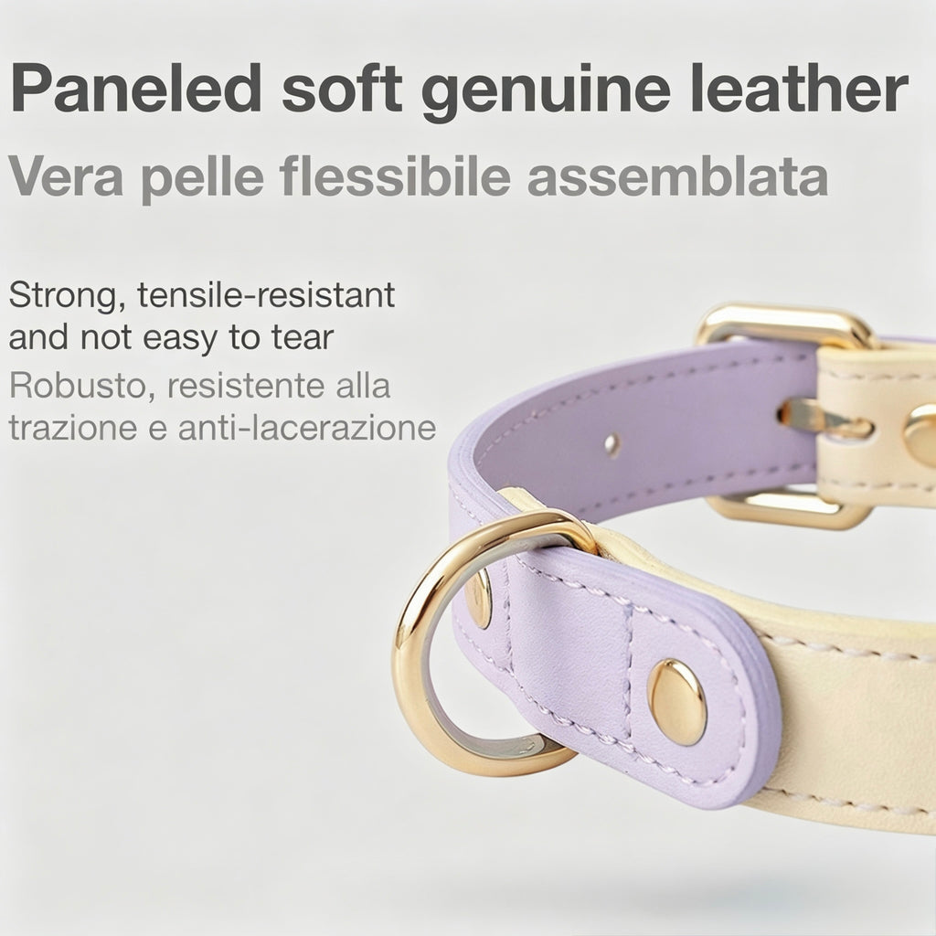 Two-Tone Pastel Leather Collar (Lilac)