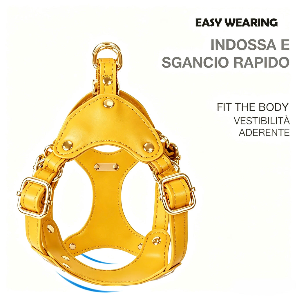 Pettorina per Cani Luxury con Finiture Dorate (Giallo)