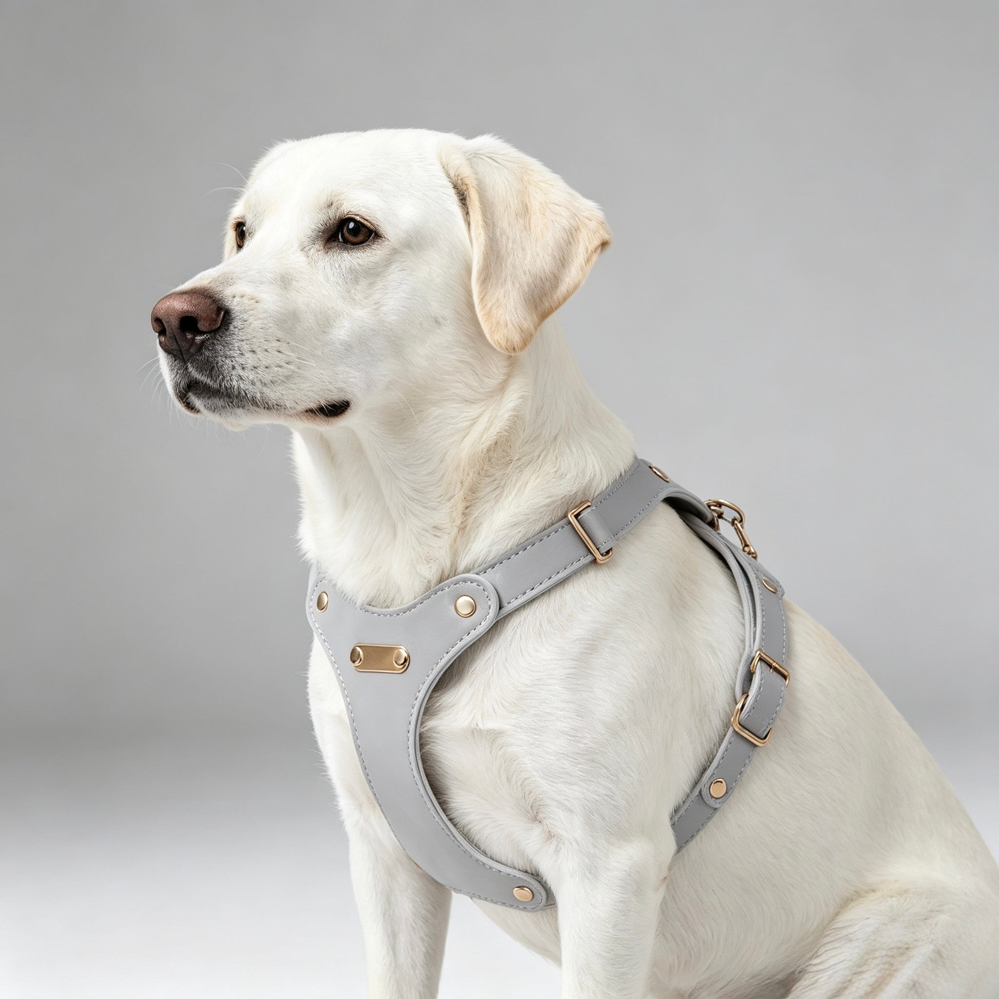 Pettorina per Cani Luxury con Finiture Dorate (Grigio)