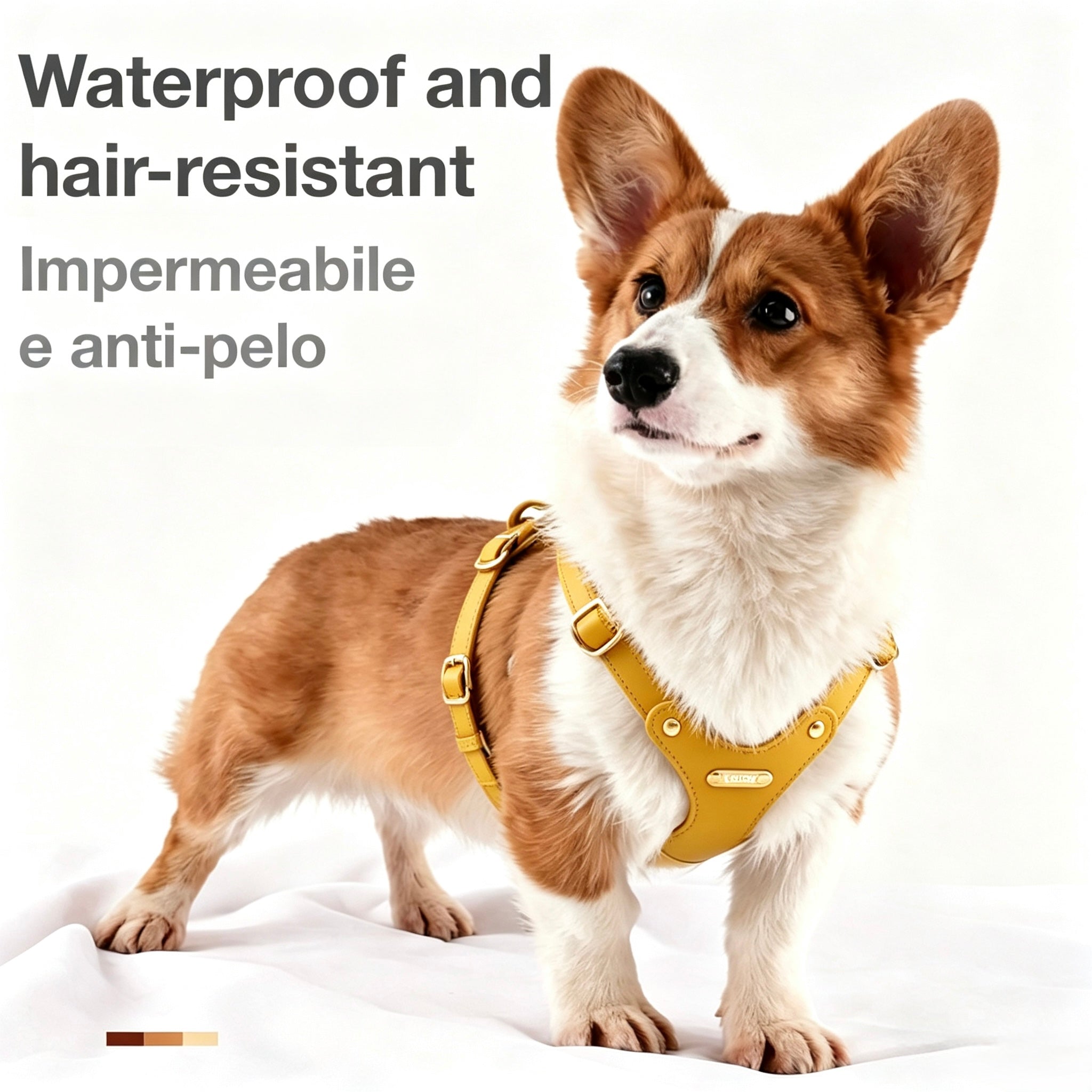 Pettorina per Cani Luxury con Finiture Dorate (Giallo)