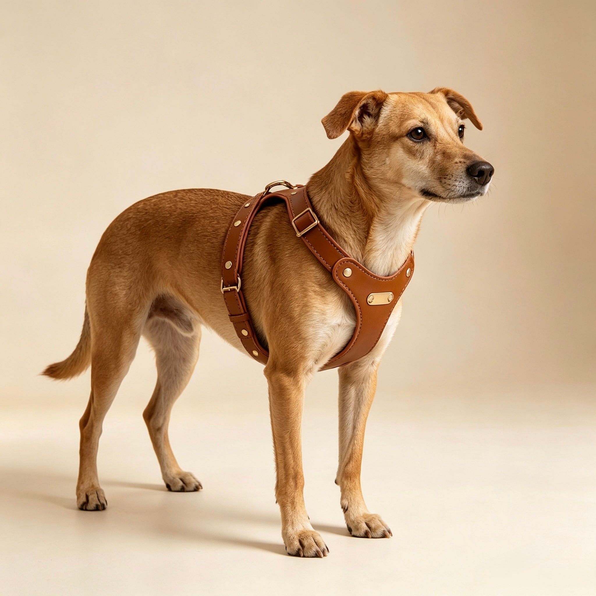 Pettorina per Cani Luxury con Finiture Dorate (Cuoio)