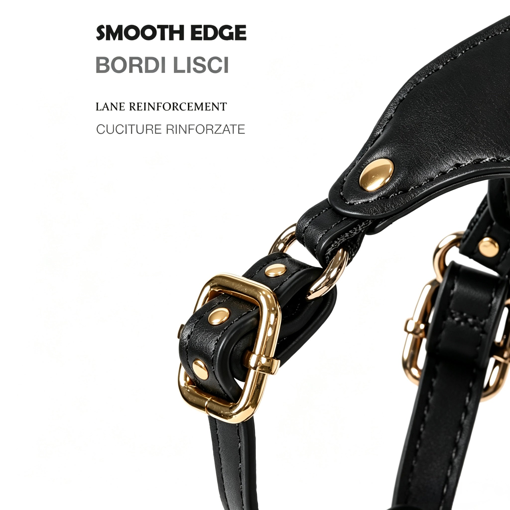 Luxury Dog Harness with Gold Finish (Black)