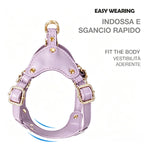 Luxury Dog Harness with Gold Trim (Lilac)