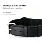 Leather and Fabric Collar with Integrated AirTag Holder (Black)