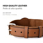 Collare in Pelle e Tessuto con Supporto Integrato per AirTag (Cuoio)