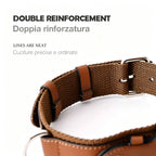 Collare in Pelle e Tessuto con Supporto Integrato per AirTag (Cuoio)