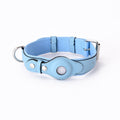Collare in Pelle e Tessuto con Supporto Integrato per AirTag (Azzurro)