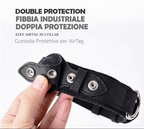 Leather and Fabric Collar with Integrated AirTag Holder (Black)
