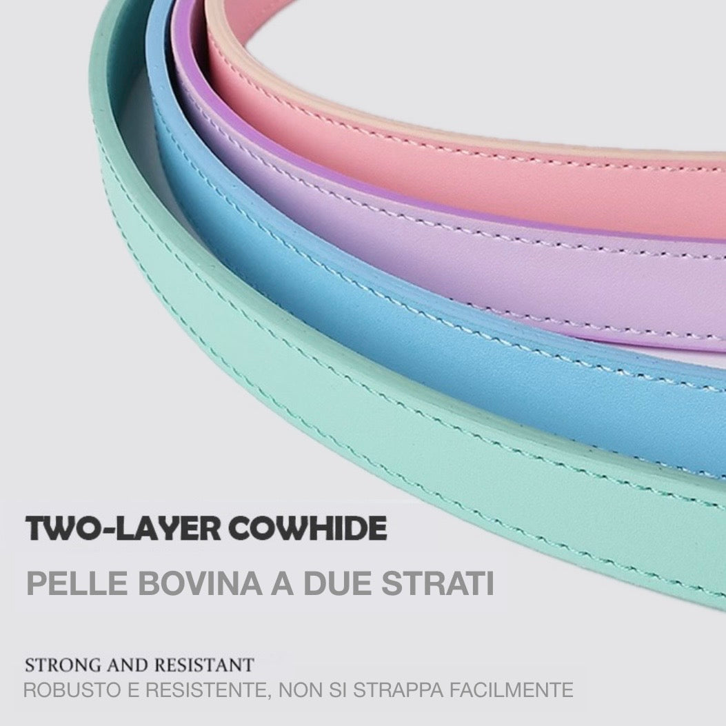 Collare Bicolore in Pelle Pastel (Verde)
