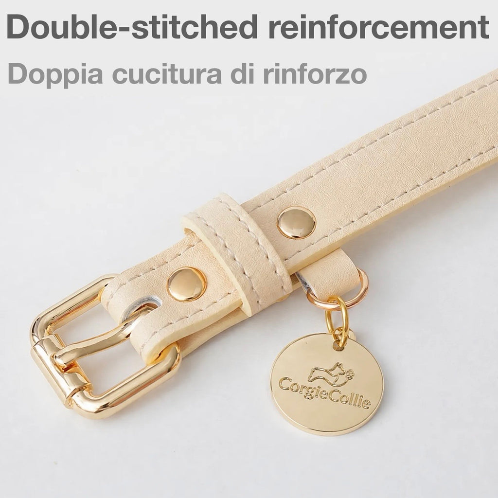 Collare Bicolore in Pelle Pastel (Verde)