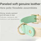 Collare Bicolore in Pelle Pastel (Verde)