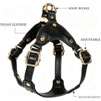 Luxury Dog Harness with Gold Finish (Black)