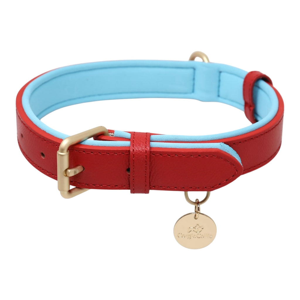 Two-tone vegan leather collar (Red)
