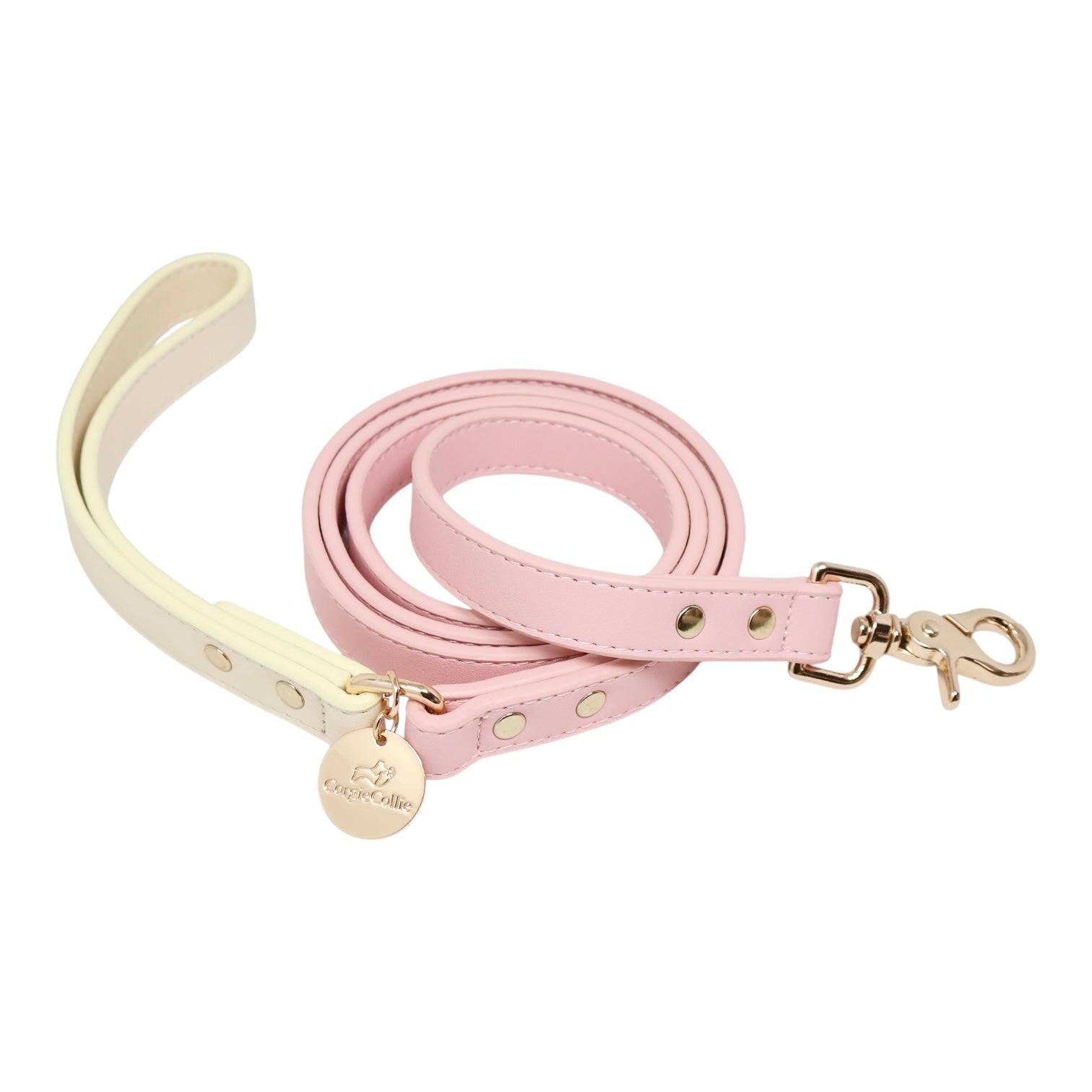 Guinzaglio Bicolore in Pelle Pastel (Rosa)