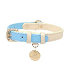 Collare Bicolore in Pelle Pastel (Azzurro)