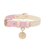 Collare Bicolore in Pelle Pastel (Rosa)