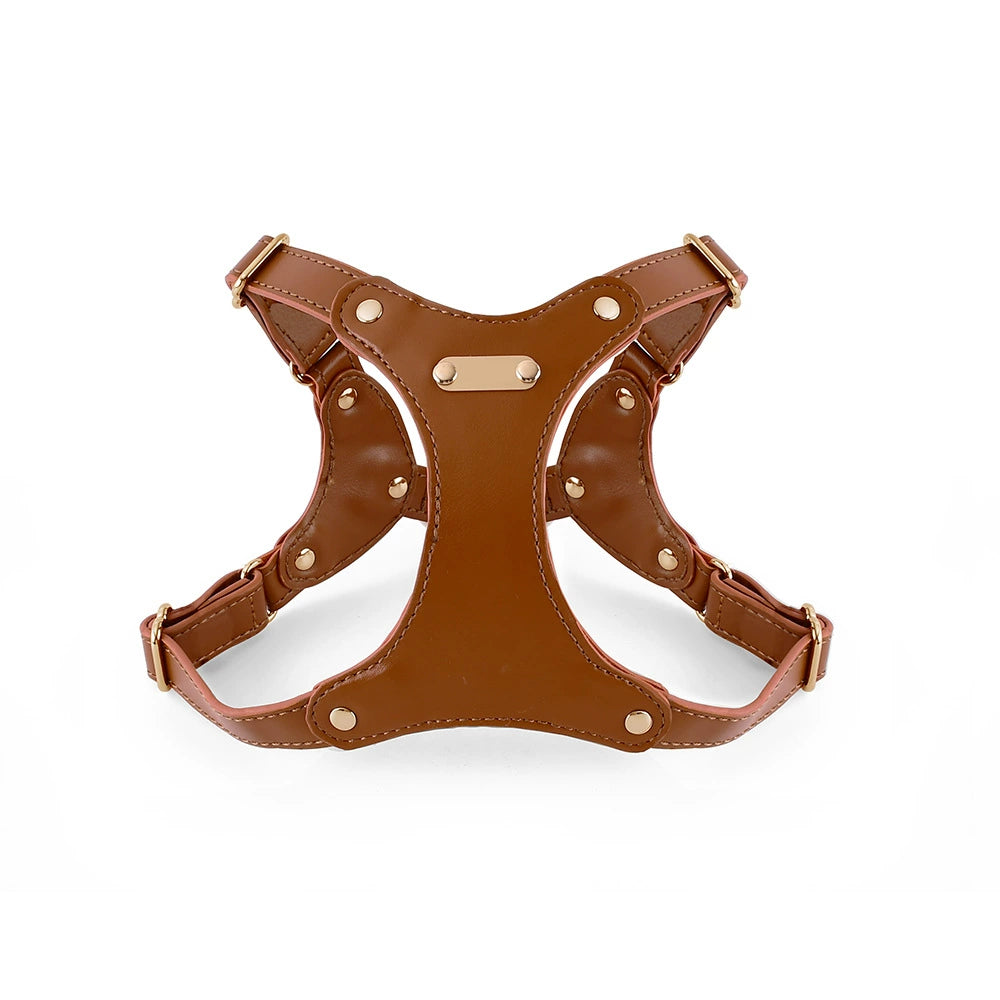 Pettorina per Cani Luxury con Finiture Dorate (Cuoio)