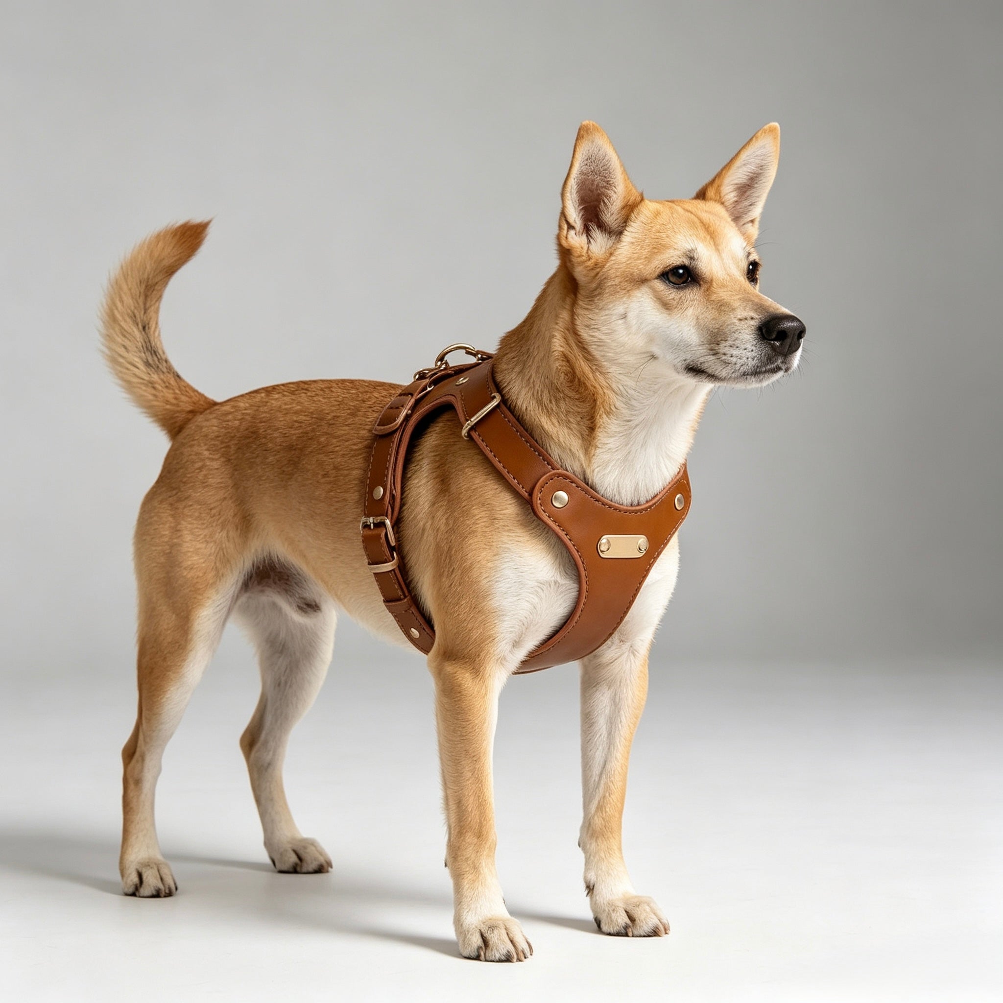 Pettorina per Cani Luxury con Finiture Dorate (Cuoio)