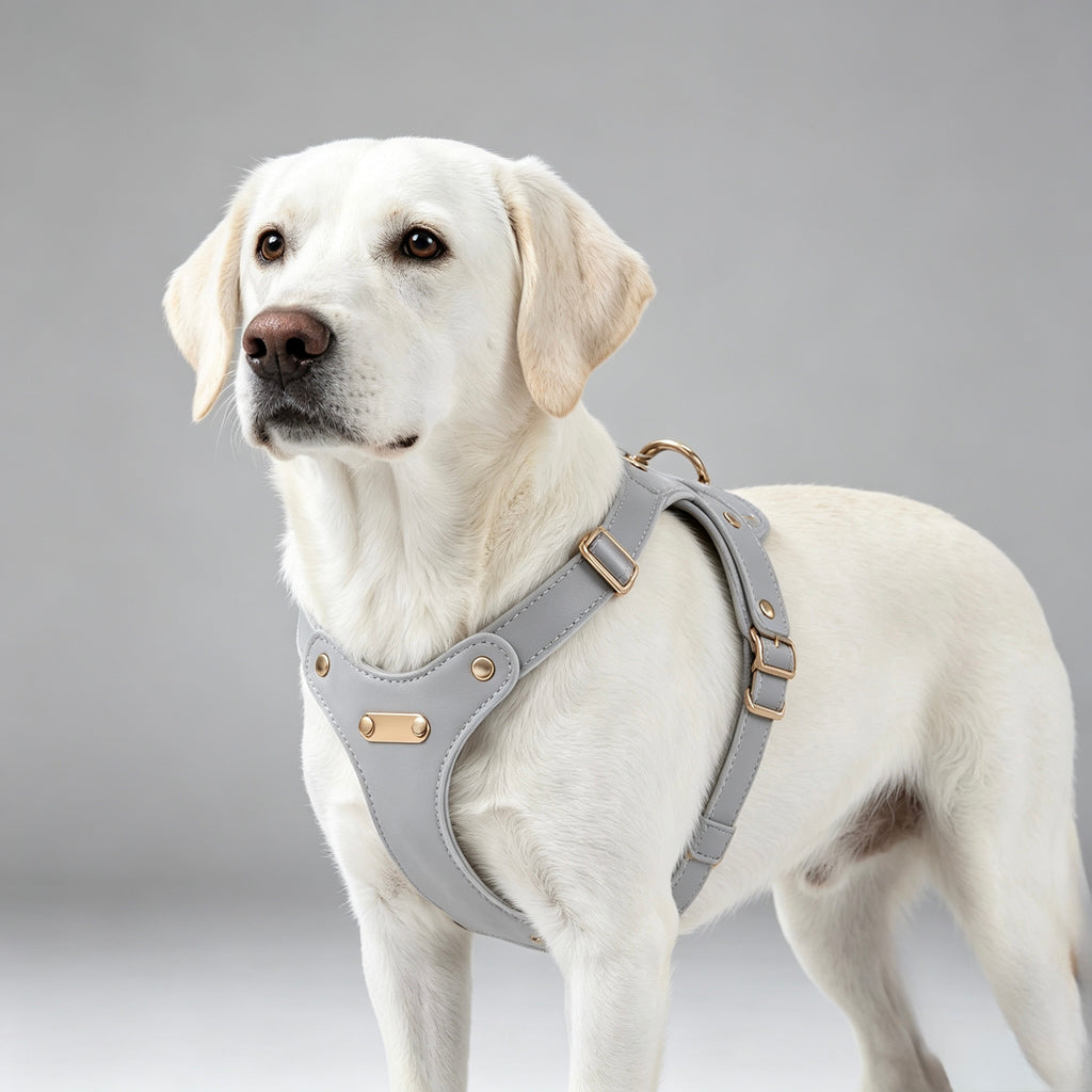 Pettorina per Cani Luxury con Finiture Dorate (Grigio)
